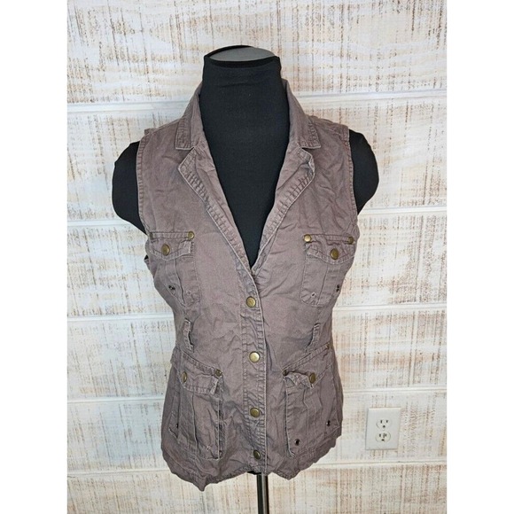 Last Kiss Khaki Y2K sz L Cargo Vest‎ - Picture 14 of 14